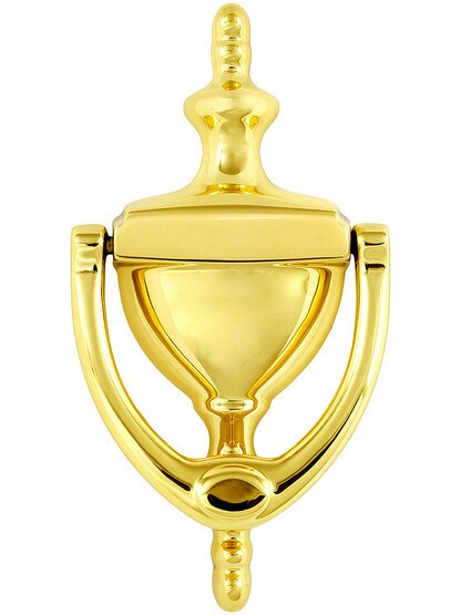 Small Brass Classic Door Knocker in Polished Brass.